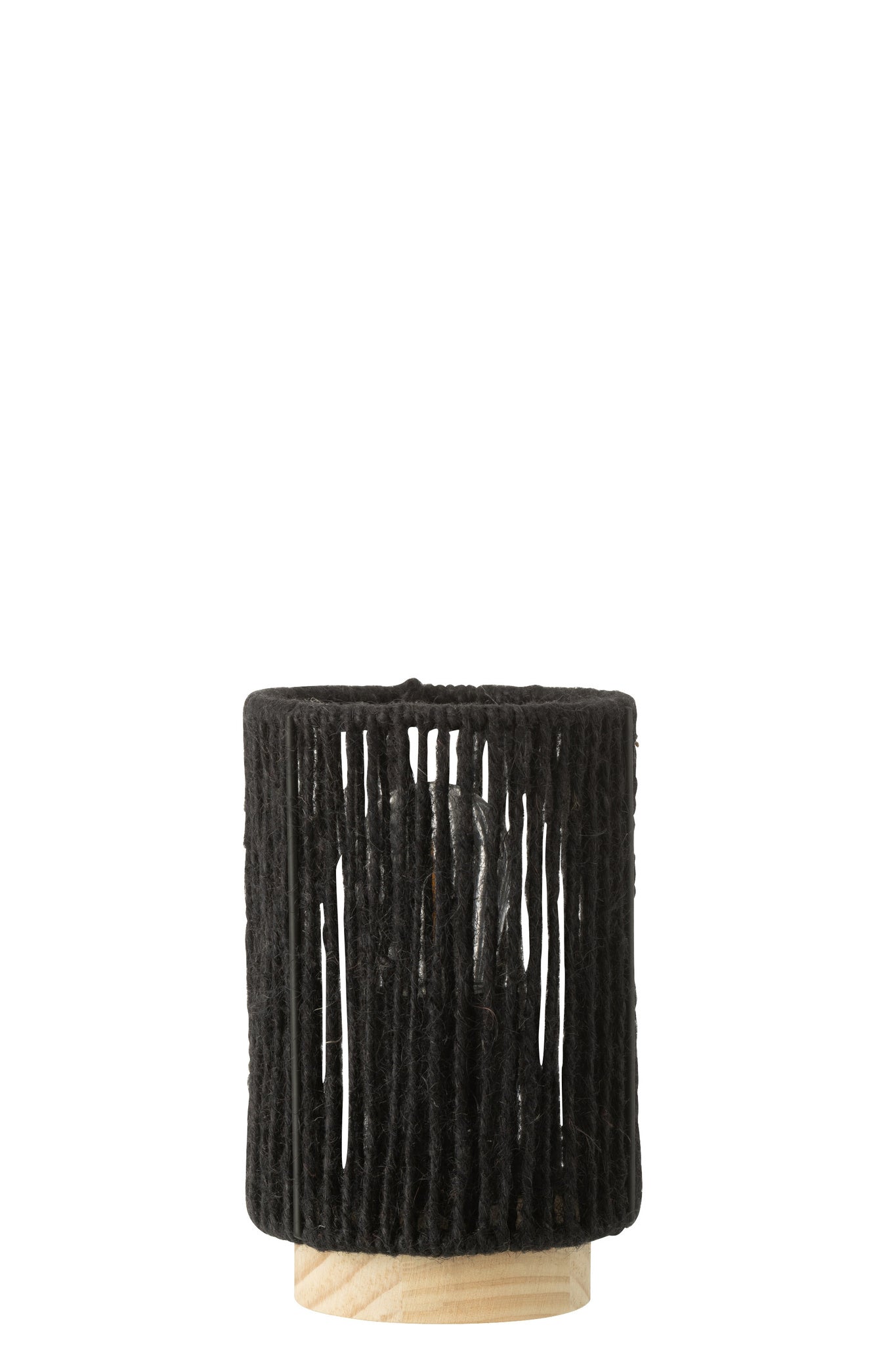 Tafellamp LED cilindrisch metaal/katoen zwart klein