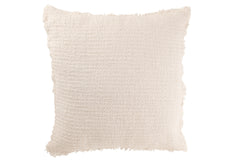 Kussen met rafelige randen Katoen/Polyester Wit