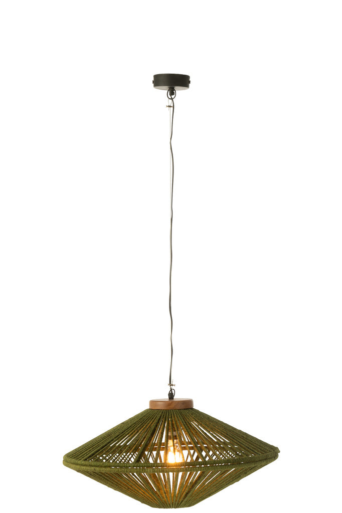 J-LINE HANGLAMP OVNI IJZER/JUTE GROEN SMALL