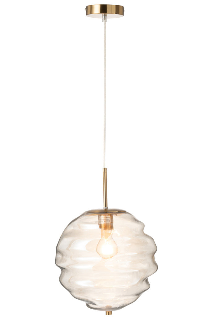J-LINE HANGLAMP HONEYCOMB GLAS LICHT COGNAC