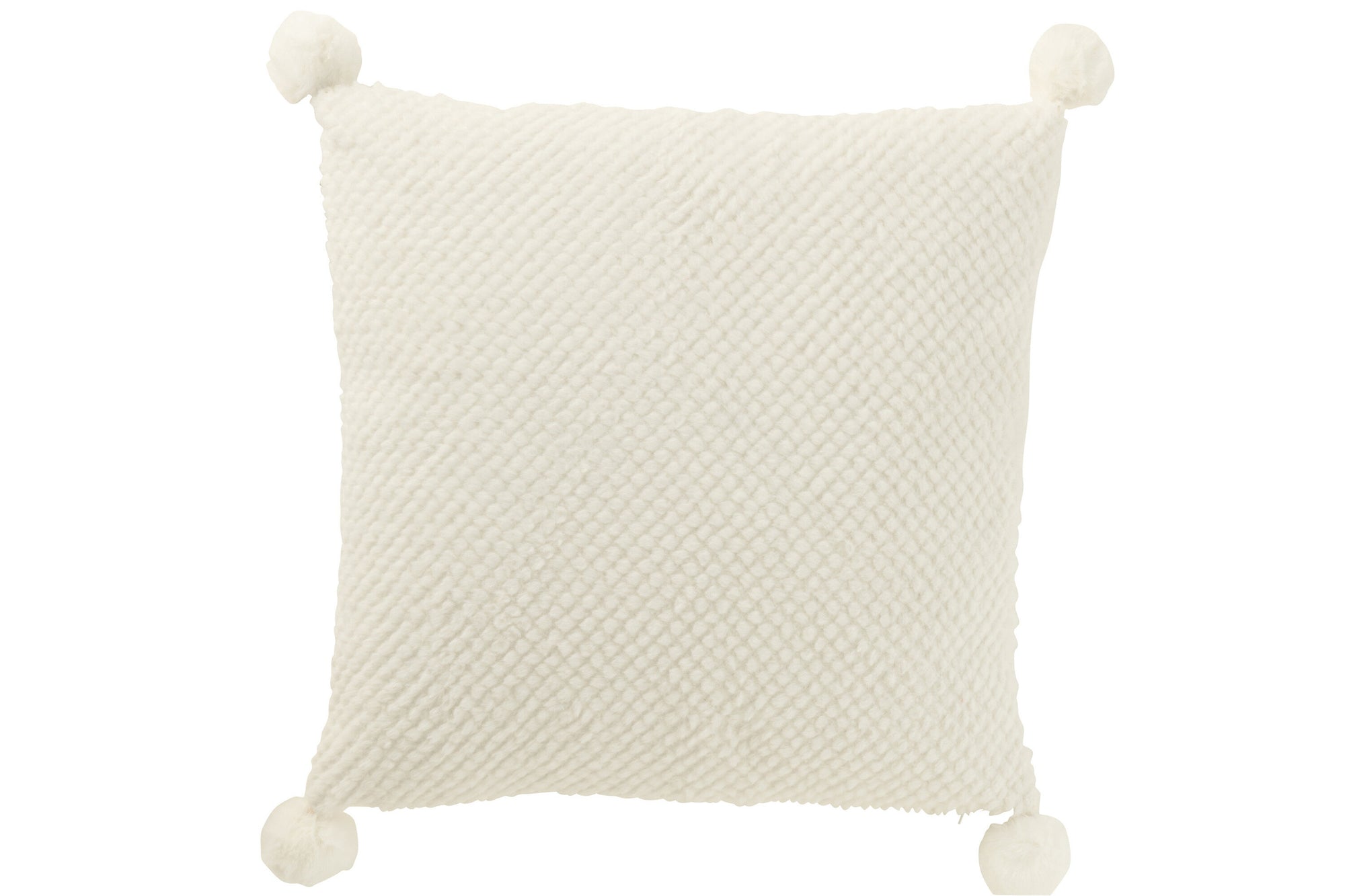 Kussen Zachte Pompons Polyester Wit