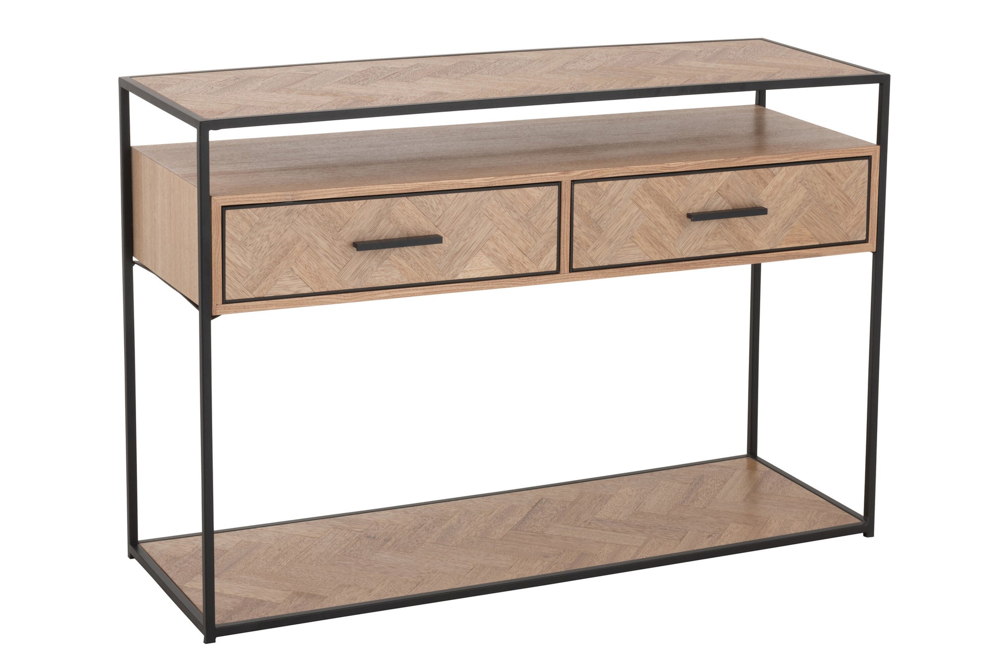 Console Zigzag 2 Laden Hout/Metaal Natuurlijk/Zwart