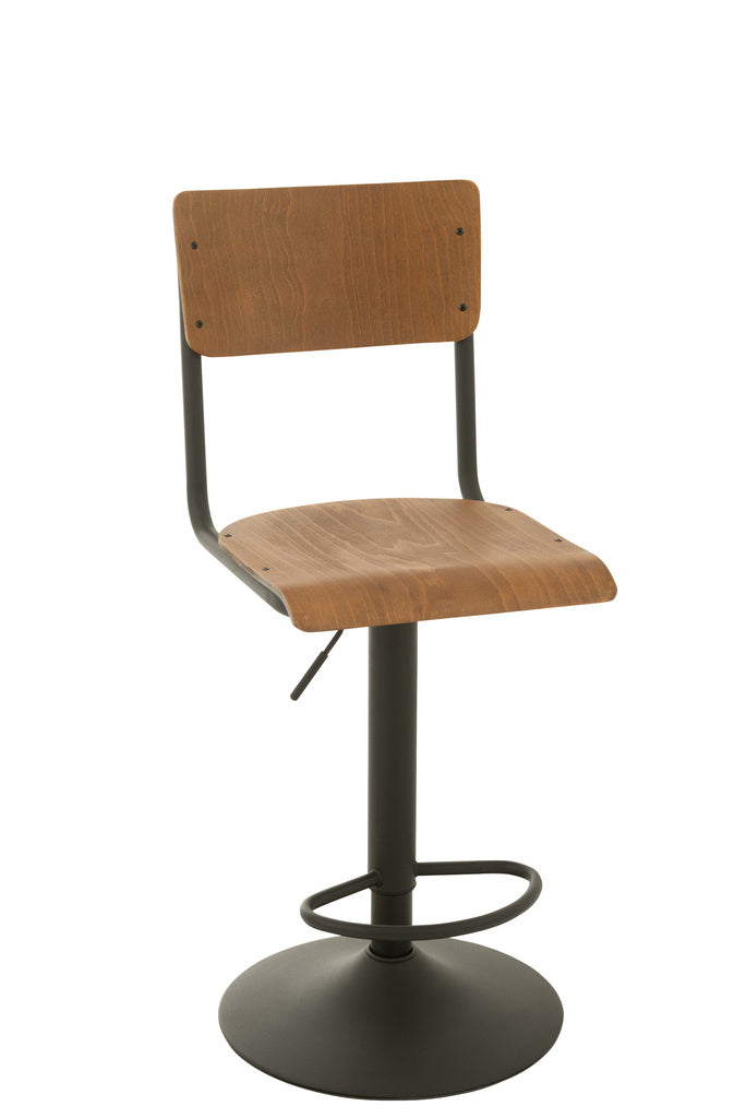 J-LINE BARKRUK – HOUT/METAAL – BRUIN/ZWART – INDUSTRIEEL DESIGN