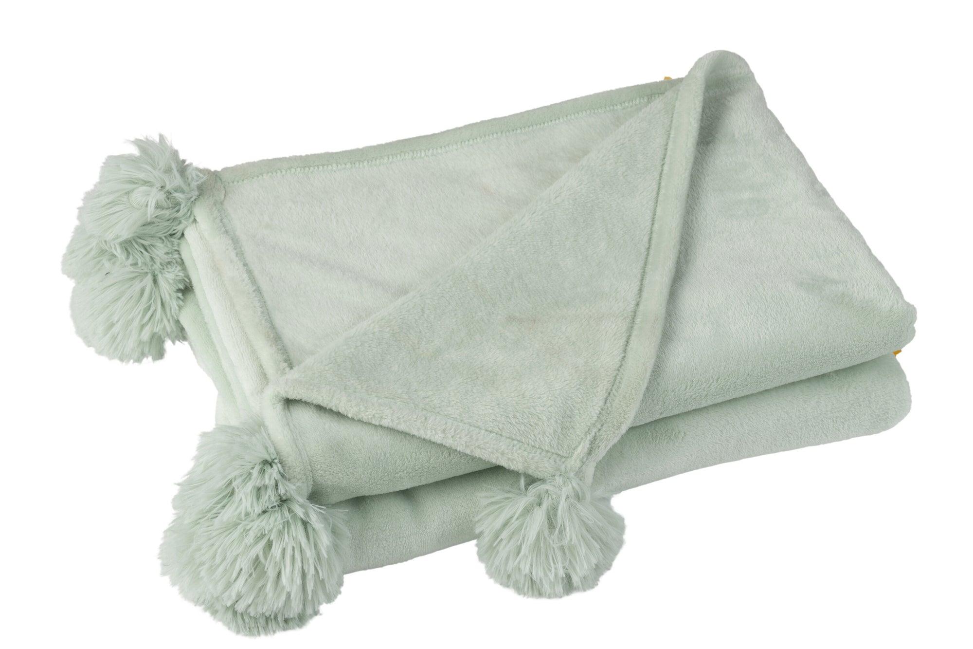 J-LINE PLAID POMPOM POLYESTER LICHTGROEN