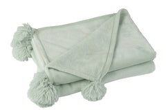 J-LINE PLAID POMPOM POLYESTER LICHTGROEN