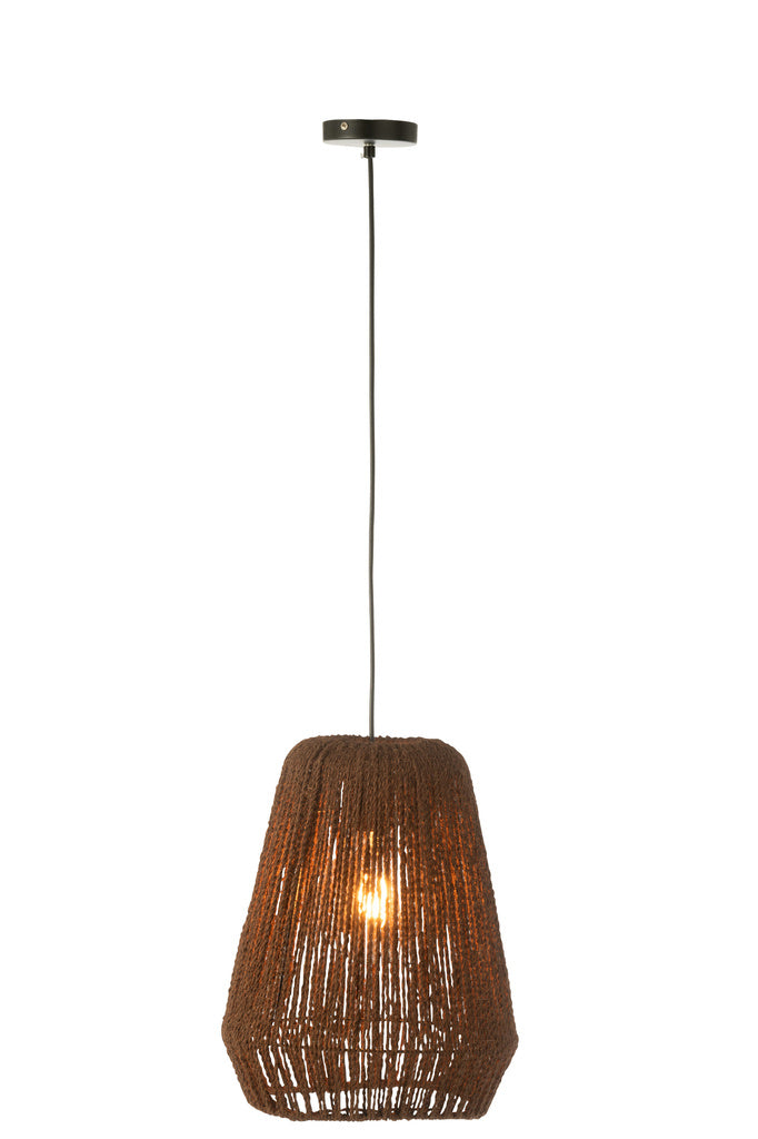 J-LINE HANGLAMP WEAVE METAAL/PALM ZWART SMALL