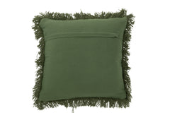 Kussen met afgeronde lijnen van wol in khaki groen.