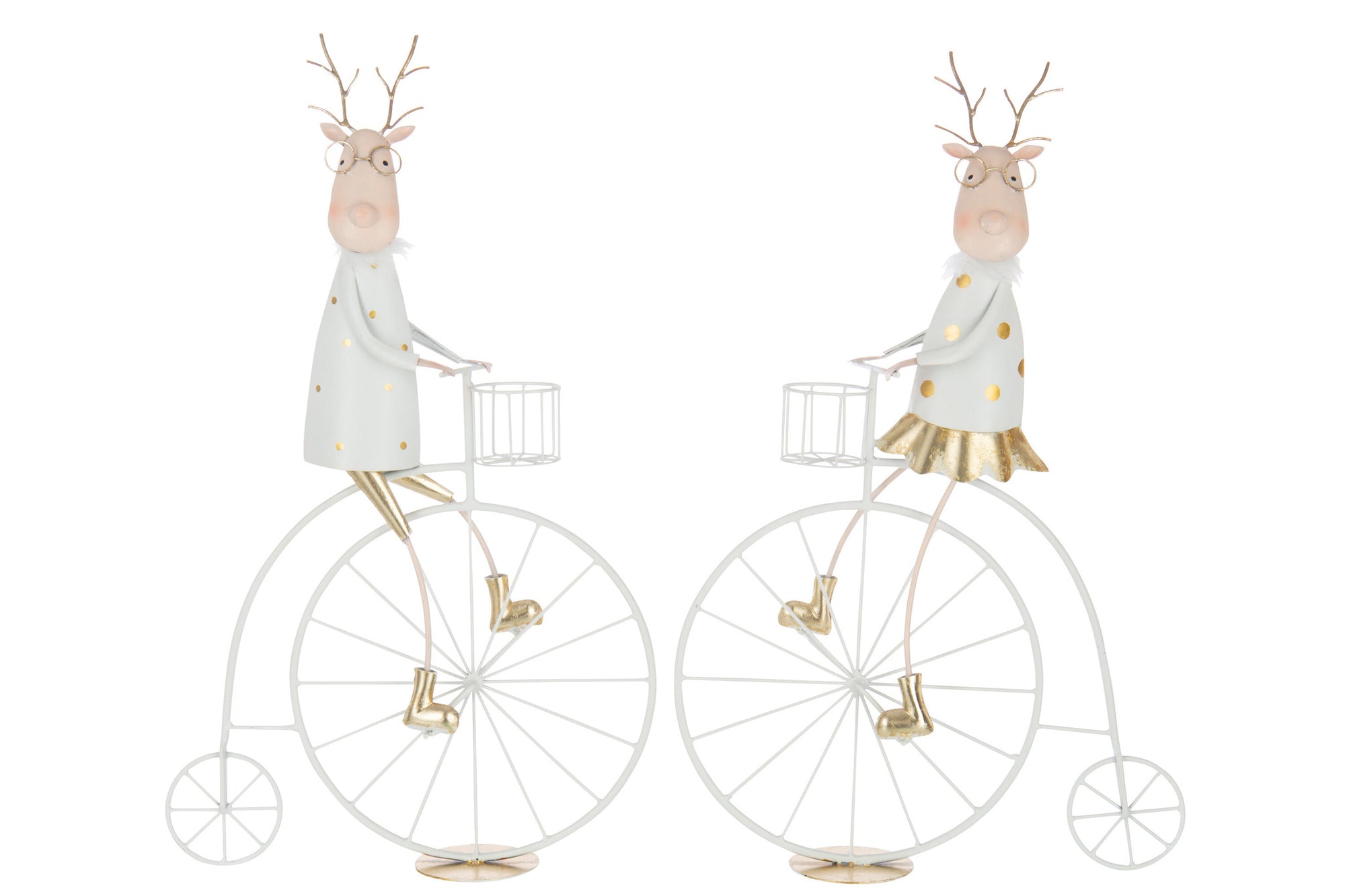J-LINE RENDIERFIETS IJZER GOUDKLEURIG/WIT ASSORTIMENT VAN 2