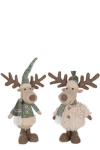 J-LINE ELAND SJAAL POLYESTER GEBROKEN WIT/GROEN ASSORTIMENT VAN 2