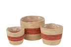 J-LINE SET VAN 3 MANDEN STREPEN – MAISBLAD NATUREL/ROOD