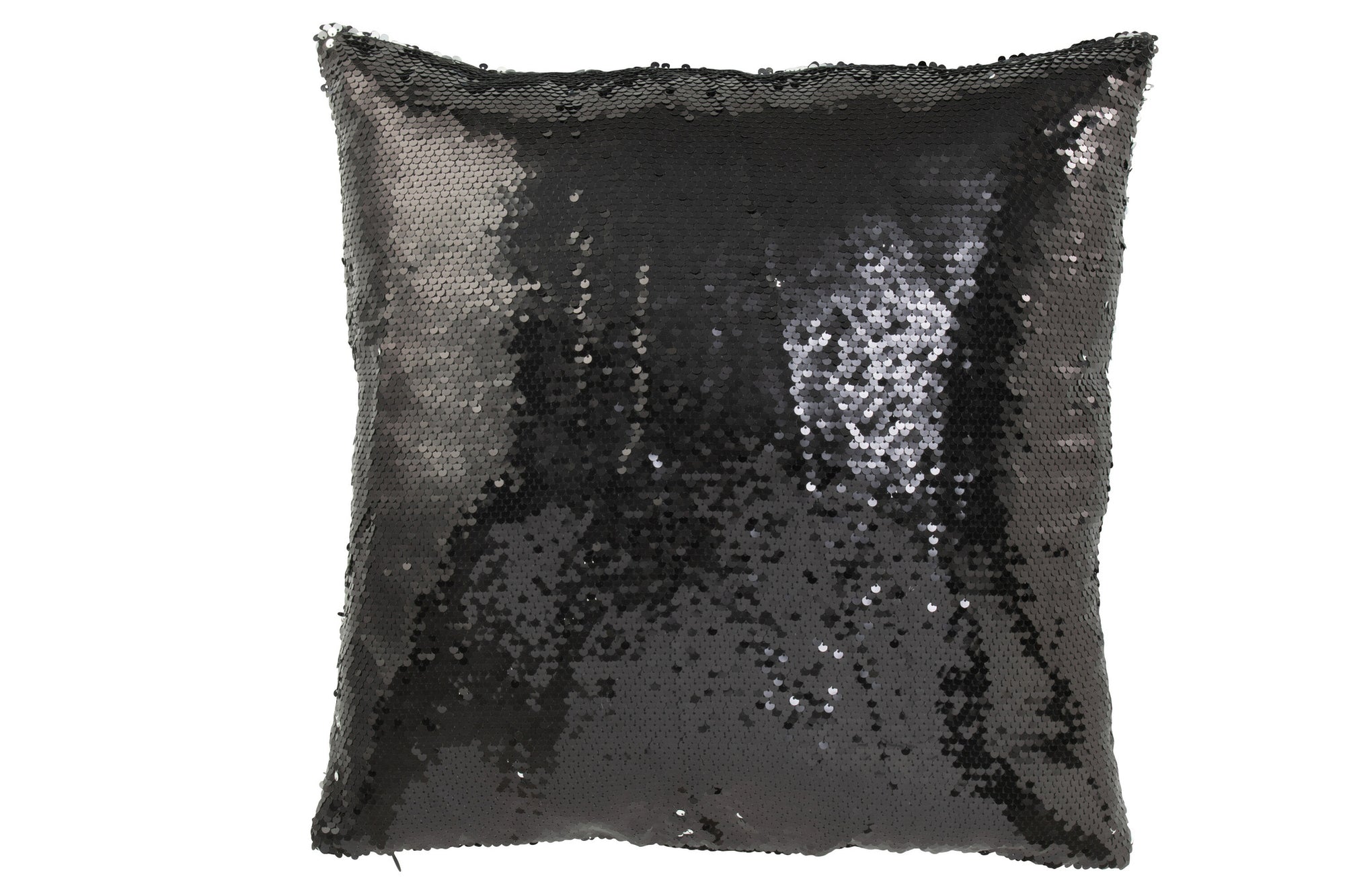 Kussen Omkeerbare Pailletten Zwart/Zilver
