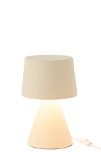 Tafellamp met kleine kap, steengoed, beige
