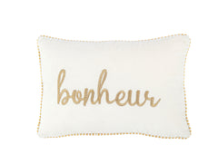 Kussen Bonheur Textiel Wit/Goud