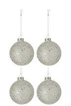 J-LINE DOOS VAN 4 KERSTBALLEN STERREN GLAS ZILVER MEDIUM