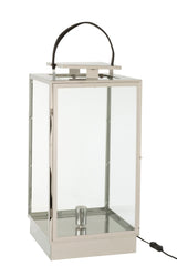 Lantaarnlamp metaal/glas zilver