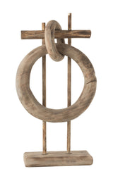 J-Line Decoratieve Ringen Verticaal Hout Naturel