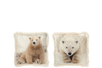 Kussen IJsbeer Polyester Off-White/Beige Klein Assortiment Van 2