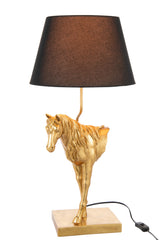 Tafellamp paard, vooraanzicht, polyresin, goudkleurig/zwart