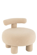 Ronde kruk met rugleuning, bouclé, warm beige