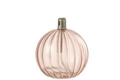 J-LINE OLIELAMP GERIBBELD GLAS ROZE KLEIN