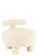 Ronde kruk met rugleuning bouclé wit