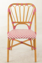 Eetkamerstoel rotan roze/wit