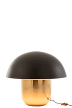 Paddenstoellamp ijzer zwart/goud groot