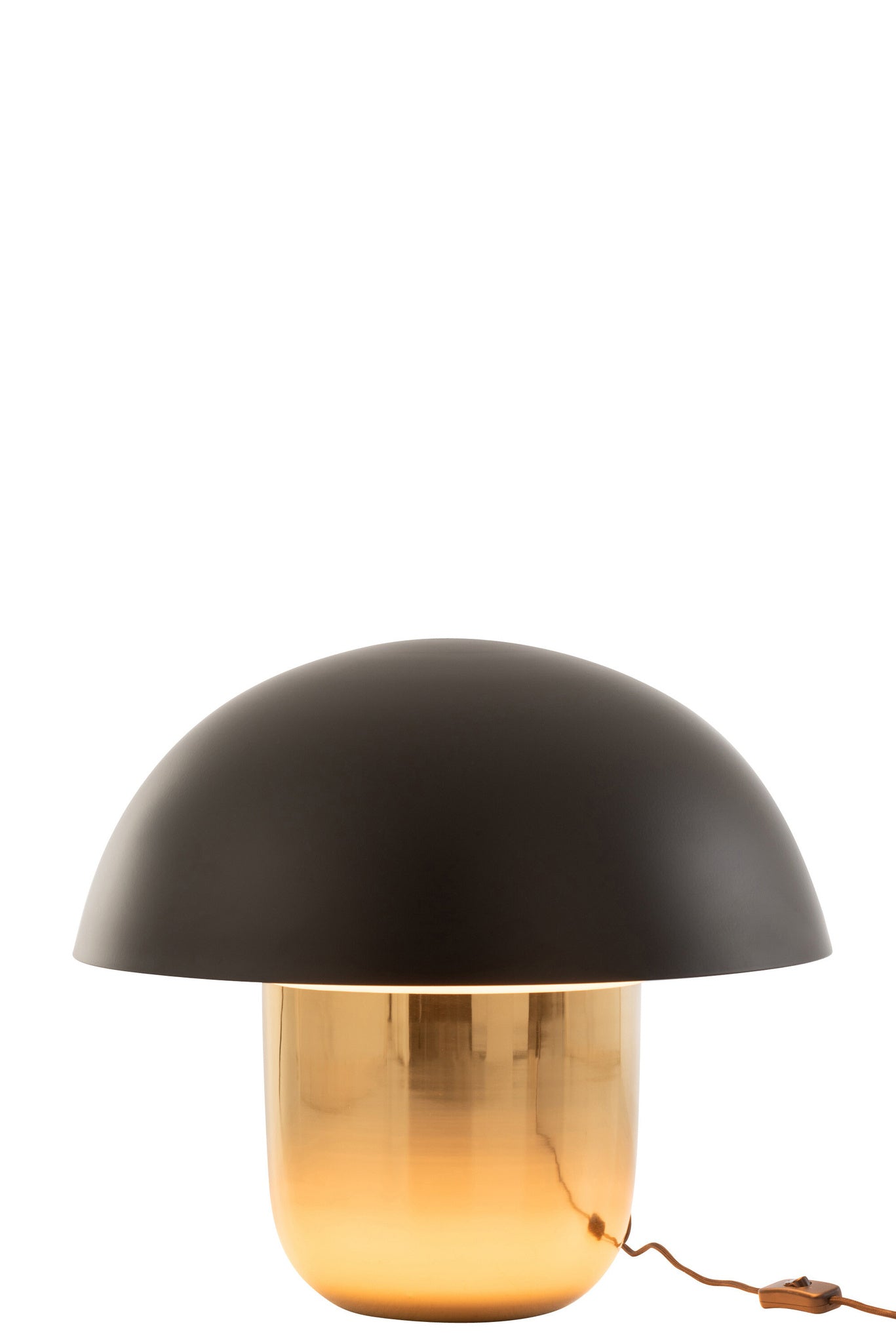 Paddenstoellamp ijzer zwart/goud groot