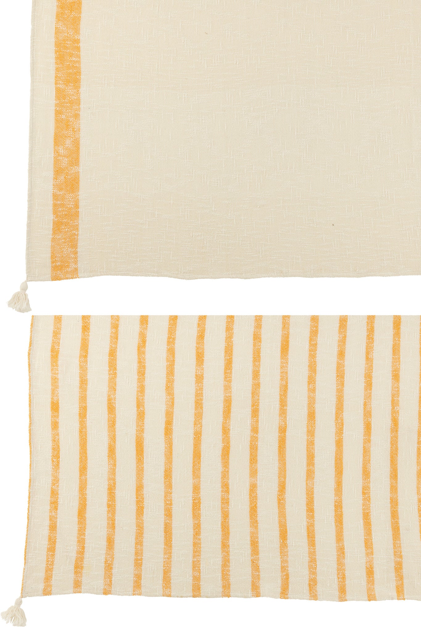 J-LINE GERUITE STREPEN+KWASTJES KATOEN WIT/ORANJE ASSORTIMENT VAN 2