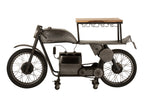 J-LINE BAR MOTORCYCLE 12GLASSES 6BOTTLES METAL/MANGO WOOD DONKERGRIJS/NATUUR