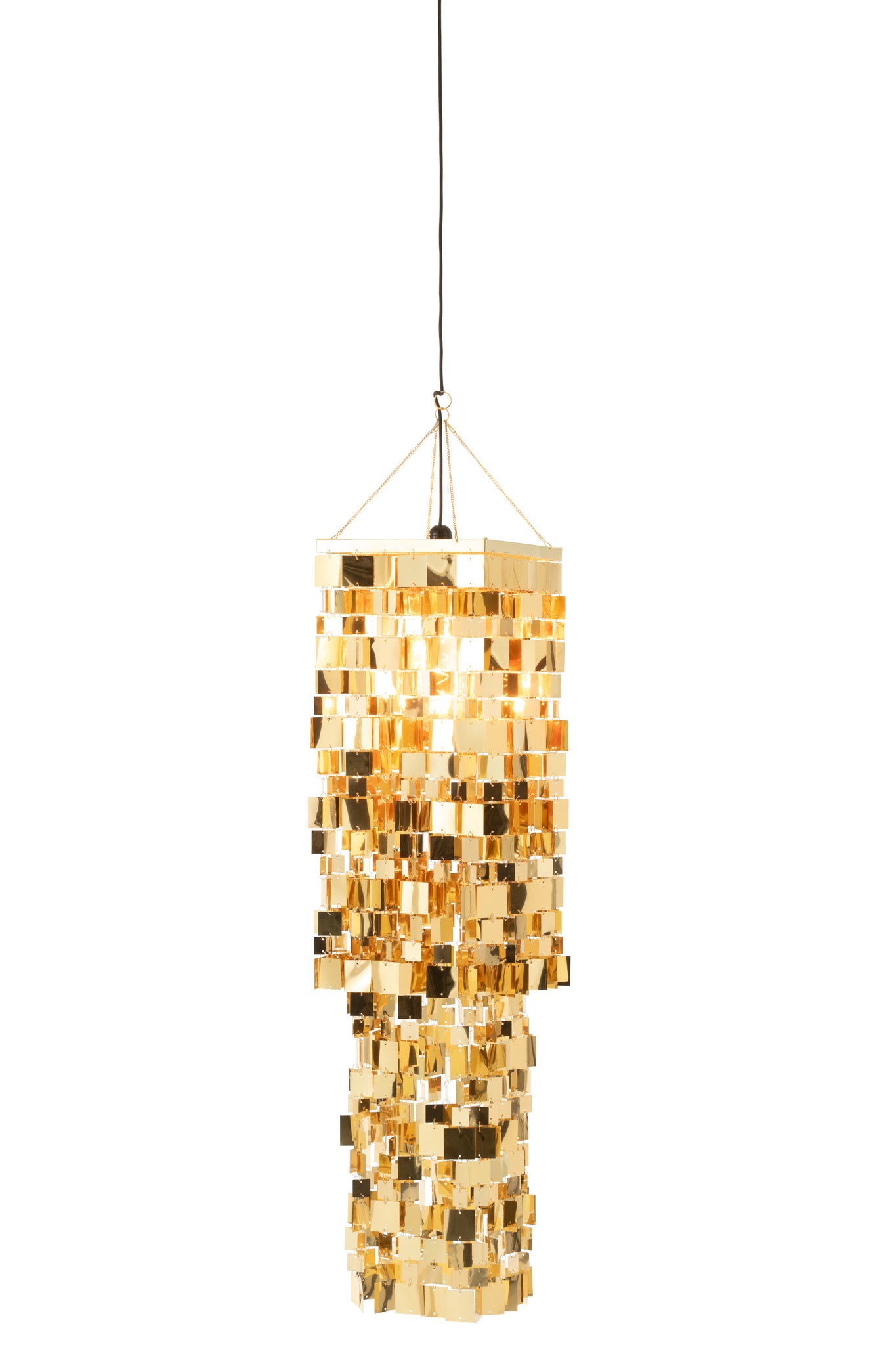 Lampenkap voor kroonluchter vierkant PVC goudkleurig middelgroot