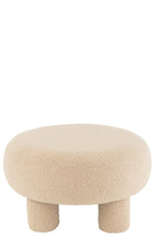 Ronde kruk teddy-poten bouclé warm beige