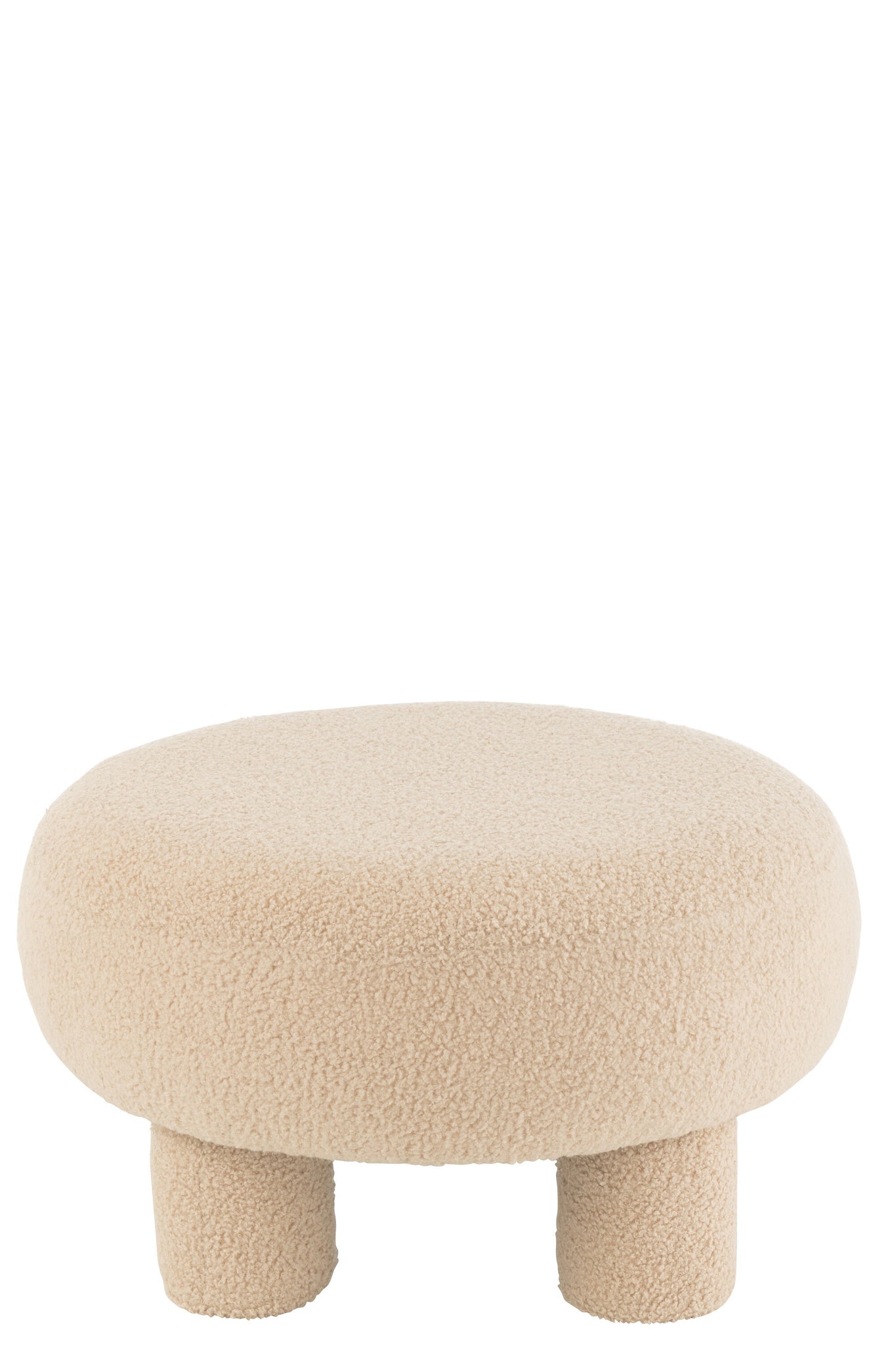 Ronde kruk teddy-poten bouclé warm beige