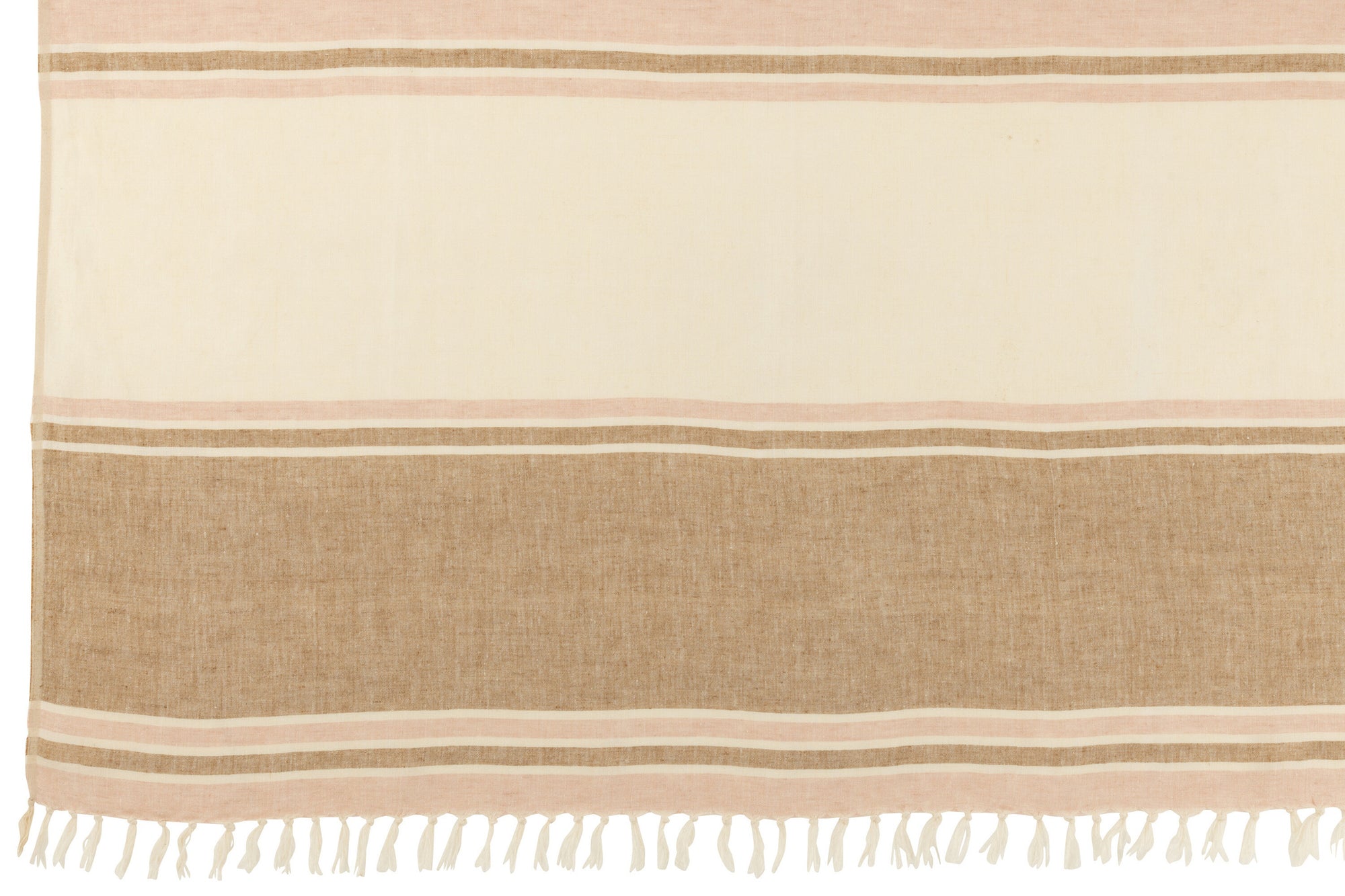 J-LINE GERUITE STREPEN+FRANJES LICHTROZE/WIT/BEIGE