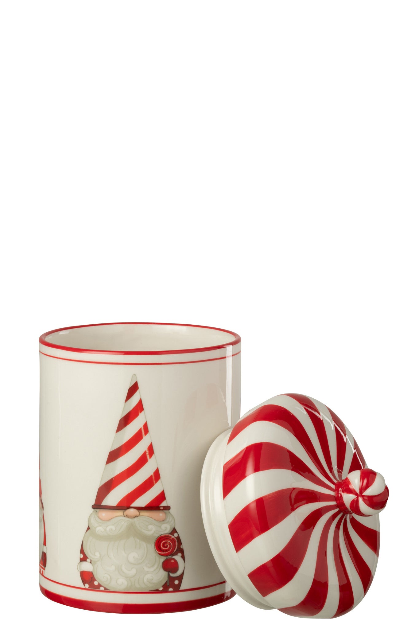 J-LINE POT DECORATIEVE KERSTMAN DOLOMIET KERST ROOD/WIT