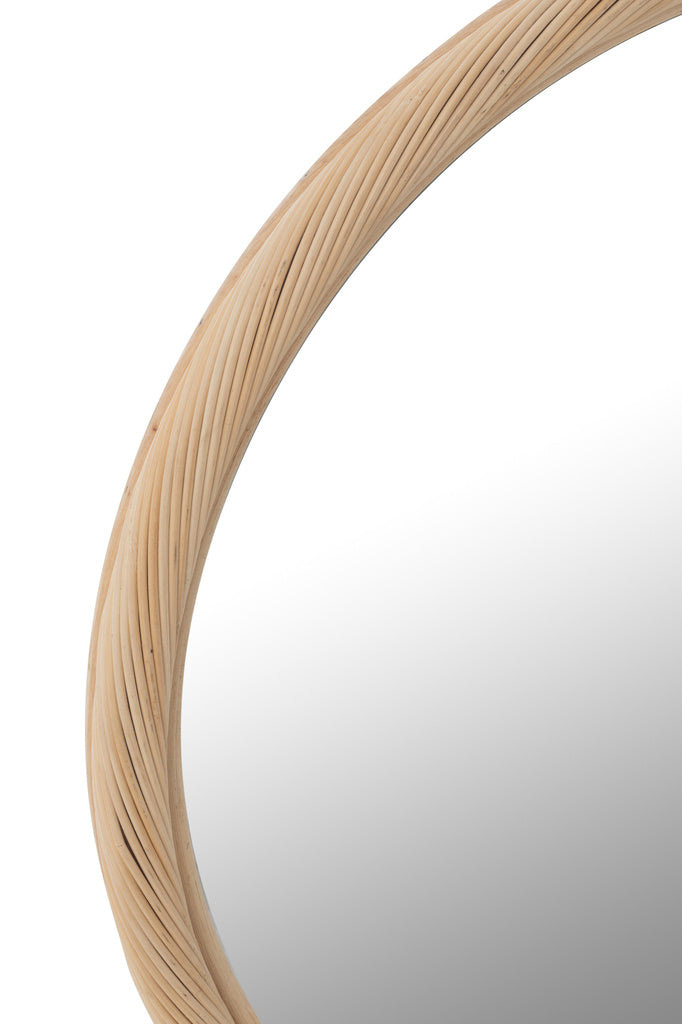 J-LINE WANDSPIEGEL ROND ROTAN/GLAS NATUREL LARGE