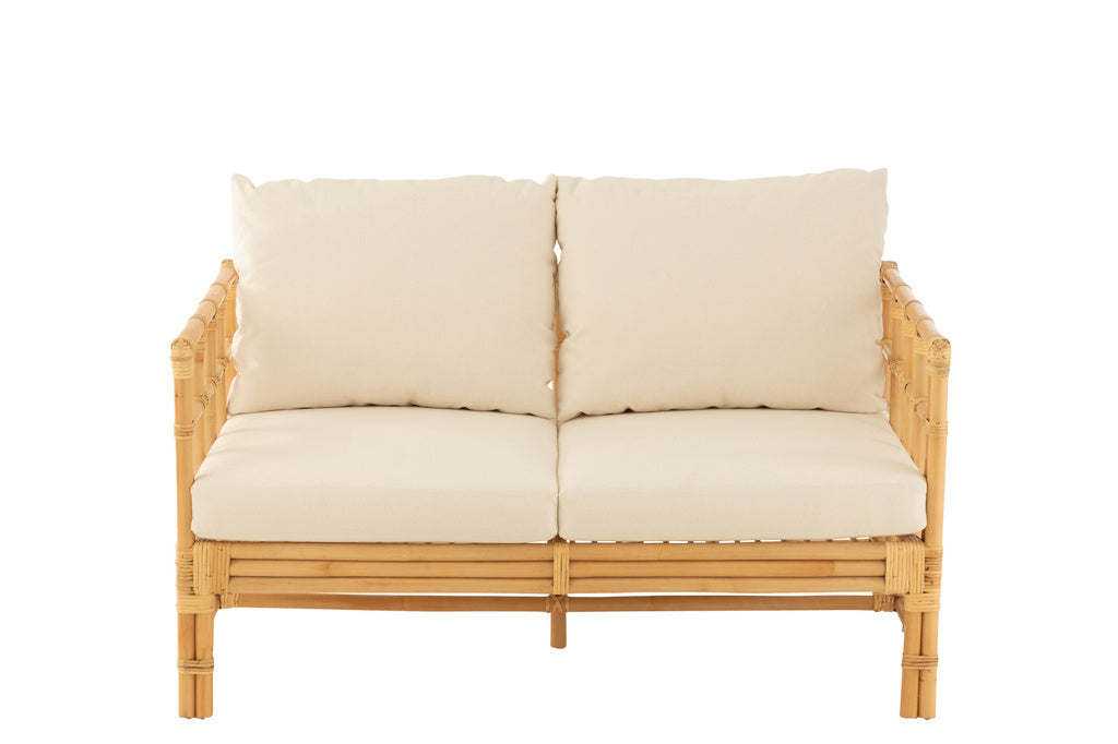  J-LINE SOFA ELISE + KUSSEN 2-ZITS ROTAN/TEXTIEL