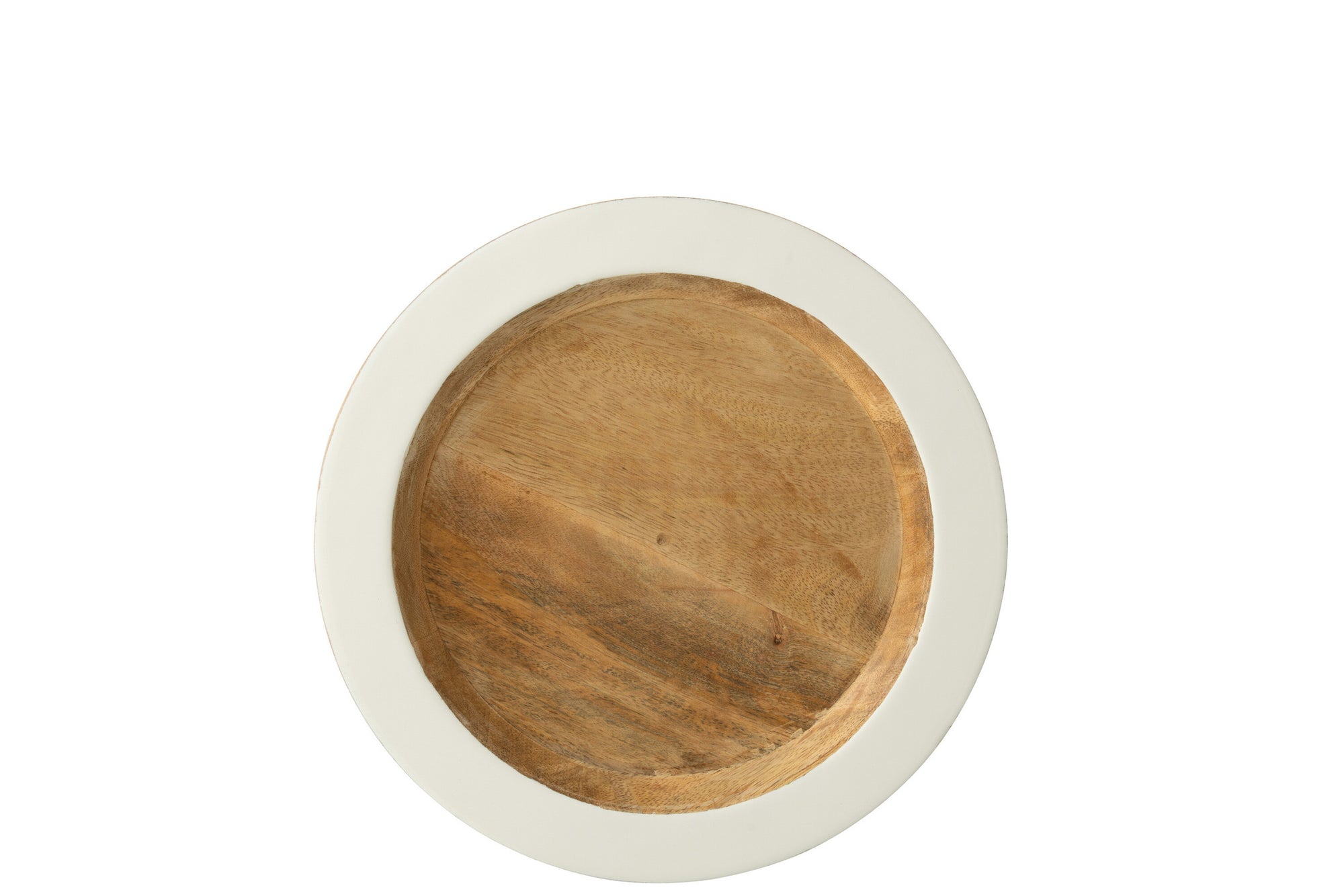 Decoratieve dienbladrand rond mangohout wit/natuurlijk medium