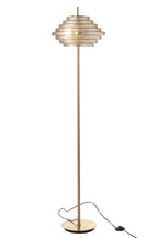 Lamp op voet LED, goudkleurig metaal/gerookt glas