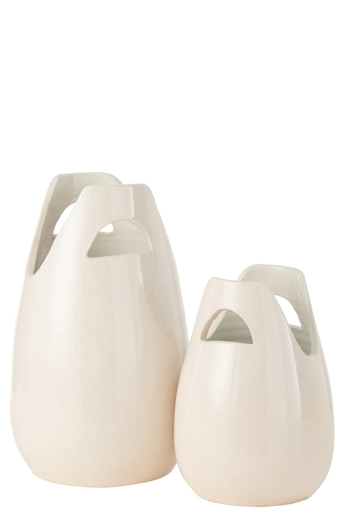 J-LINE VAAS HANDVAT KERAMIEK WIT LARGE