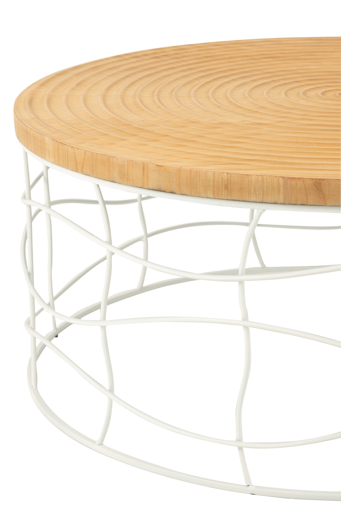 Salontafel Snijwerk IJzer/Dennen Hout Natuurlijk/Wit