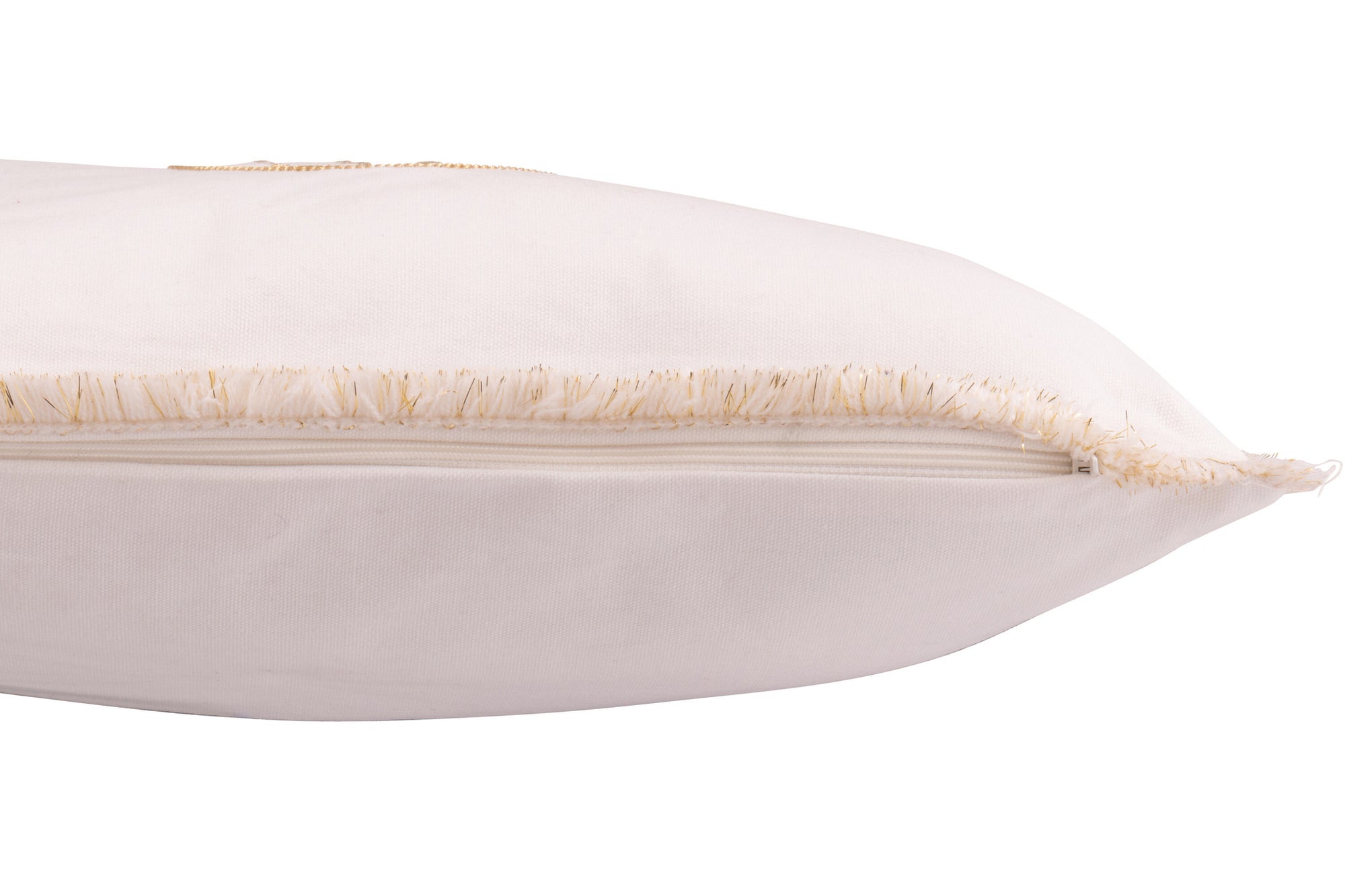 J-LINE KUSSEN KERSTBALLEN KATOEN WIT/GOUDKLEURIG