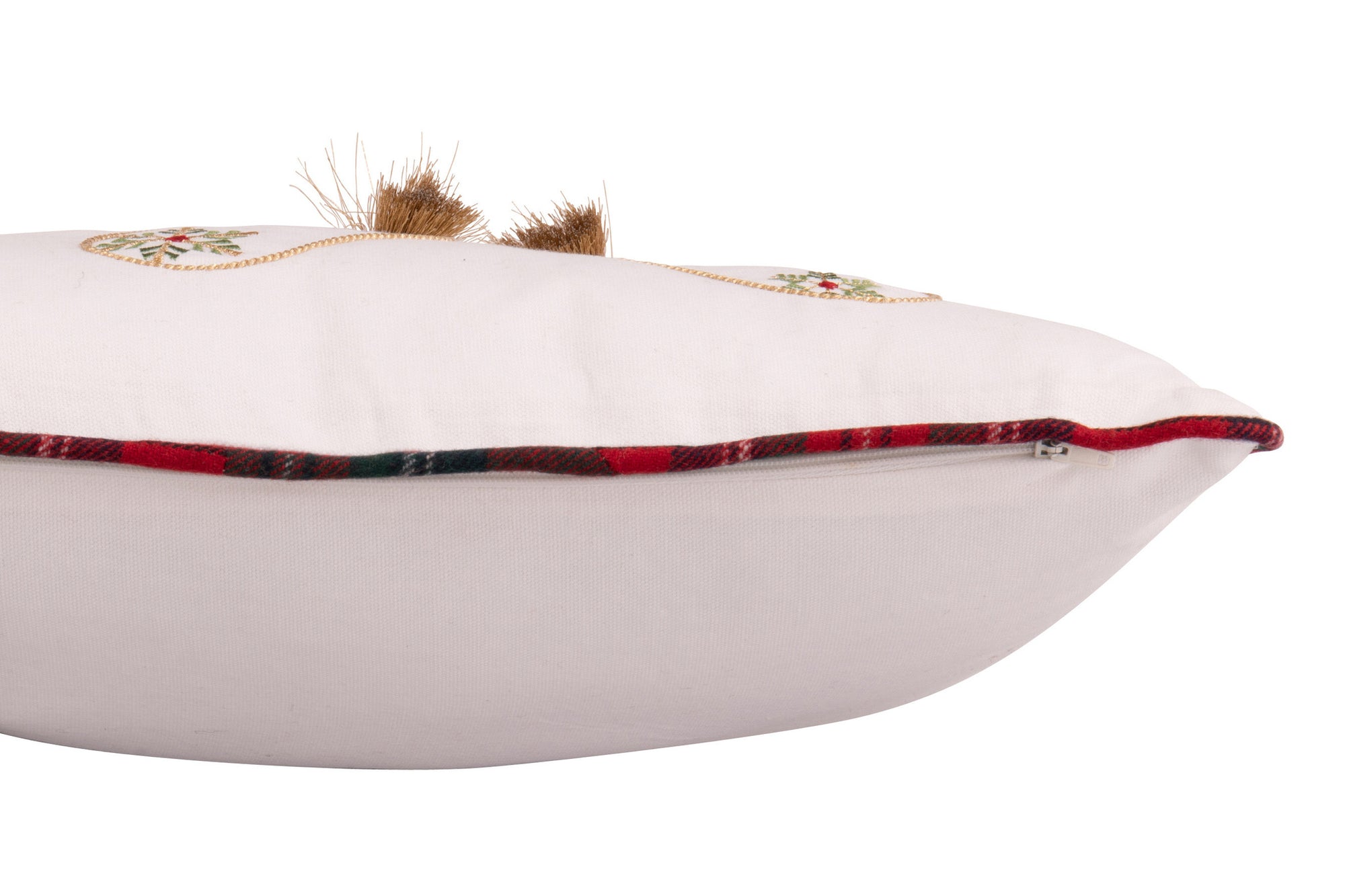 J-LINE KUSSEN KERSTSOK KATOEN WIT/KERST ROOD