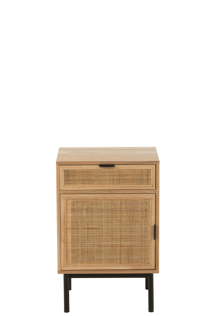 J-LINE NACHTKASTJE VIERKANT MDF/METAAL NATUREL/ZWART