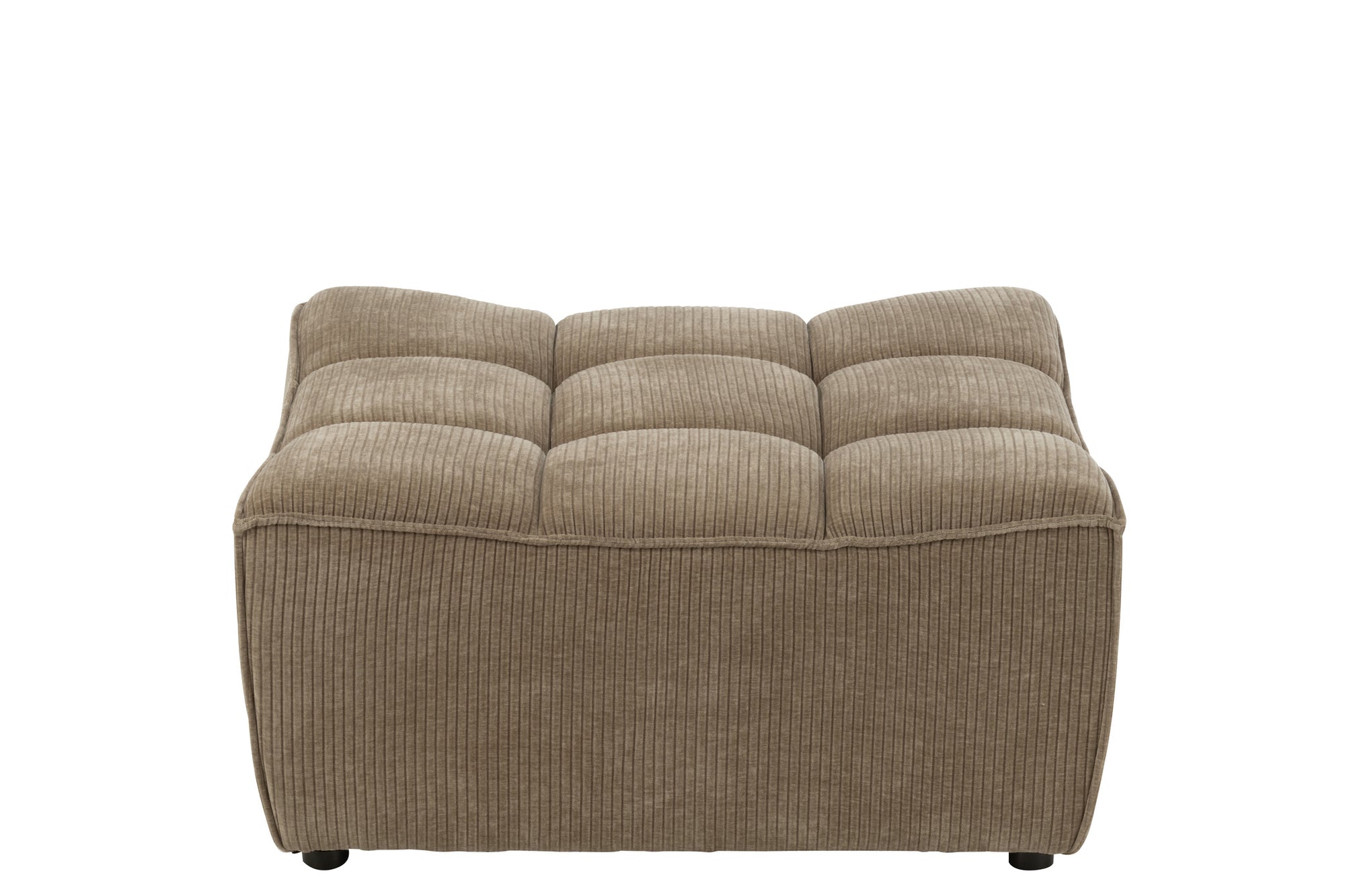 Poef met ruitpatroon, populierenhout/schuim, donker taupe