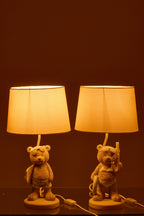 Tafellamp beer strand meisje/jongen polyresin beige/lichtblauw assortiment van 2