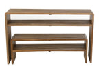 Set van 2 consoles met plank van gerecycled teakhout in natuurlijke kleur.