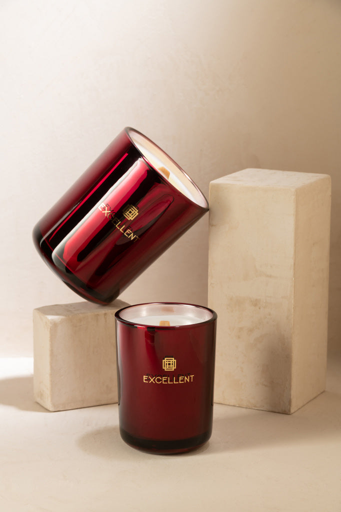 J-Line Scented Candle Excellent Rose Champagne Wine Red Medium-80U 