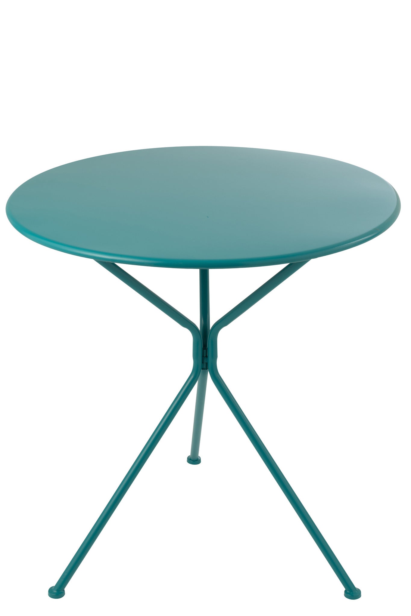 Ronde metalen tuintafel met driepoot, turquoise, groot