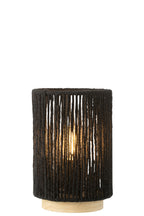 Tafellamp LED cilindrisch metaal/katoen zwart groot